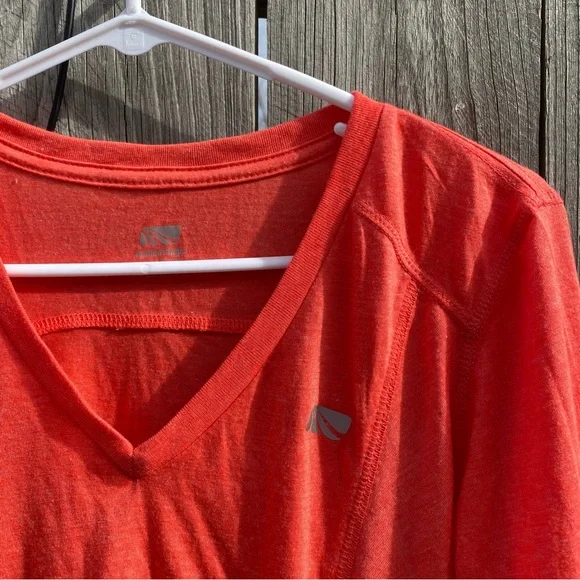 Marika Coral Ruched V Neck Long Sleeve Athletic Top Women's Size L - Picture 4 of 10